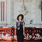 Beaded Tabard Poncho with Traditional Textile & Jade - San Juan Sunset