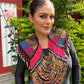 Textile Cape with Beaded Chains - Mola Capa, Magenta Multicolor