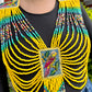 Body Jewelry with Beaded Chains - "Warrior", Vibrant Birds