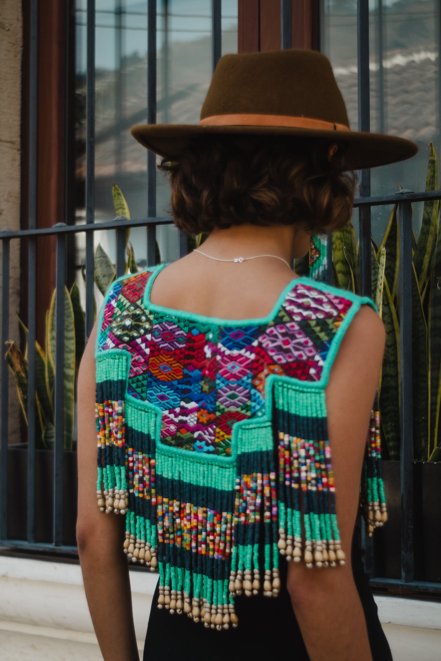 One-of-a-kind, Handmade Poncho with Authentic Guatemalan Jade & Vintage Chichi Textile  - Sacred Currents