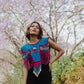 Beaded Tabard Poncho with Traditional Textile & Jade - Fuchsia Palopó