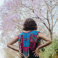 Beaded Tabard Poncho with Traditional Textile & Jade - Fuchsia Palopó