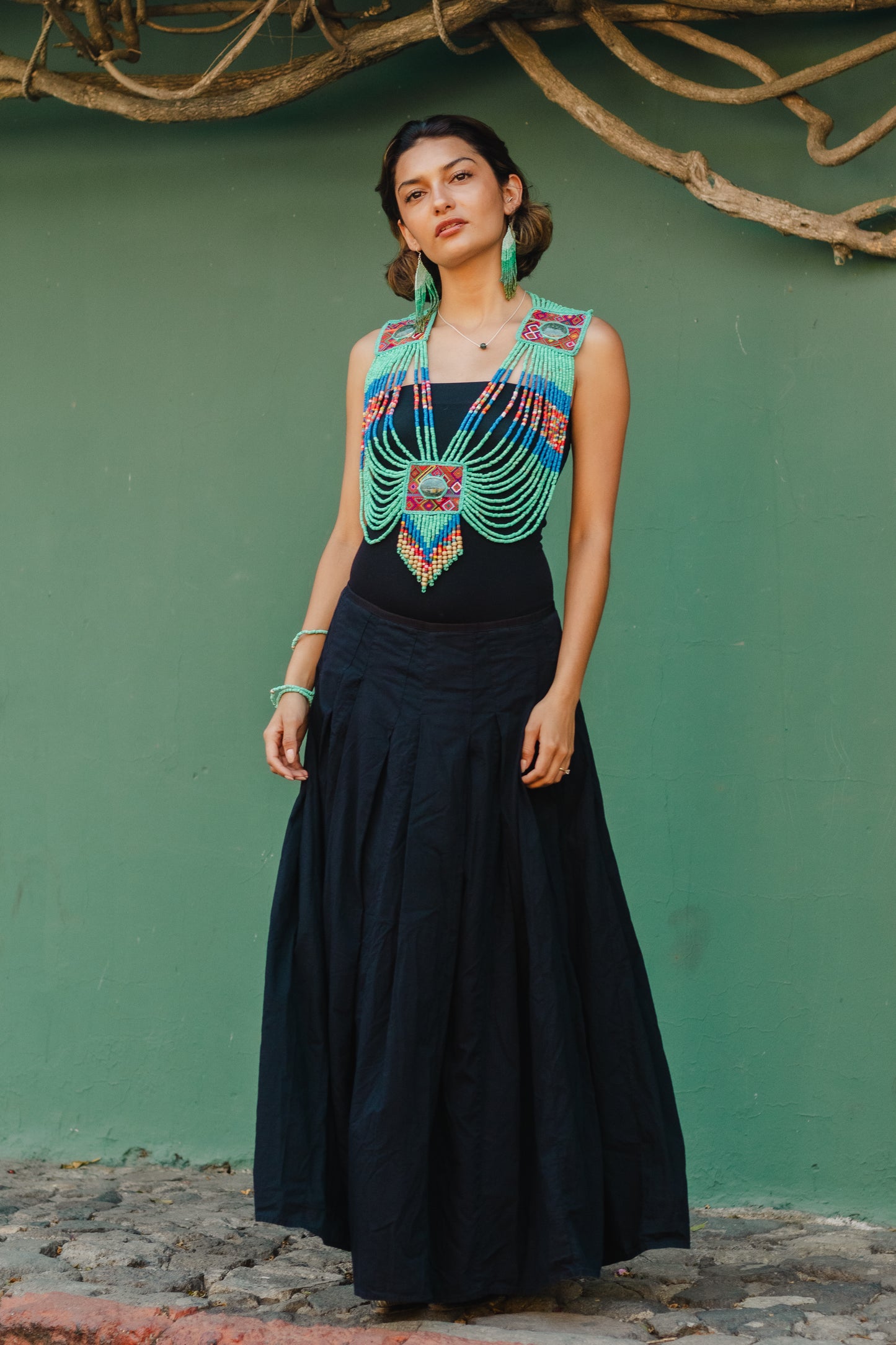 Ceremonial Body Jewelry Ethically Made for Festivals & Energetic Alignment – Warrior Goddess, Balance Esmeralda