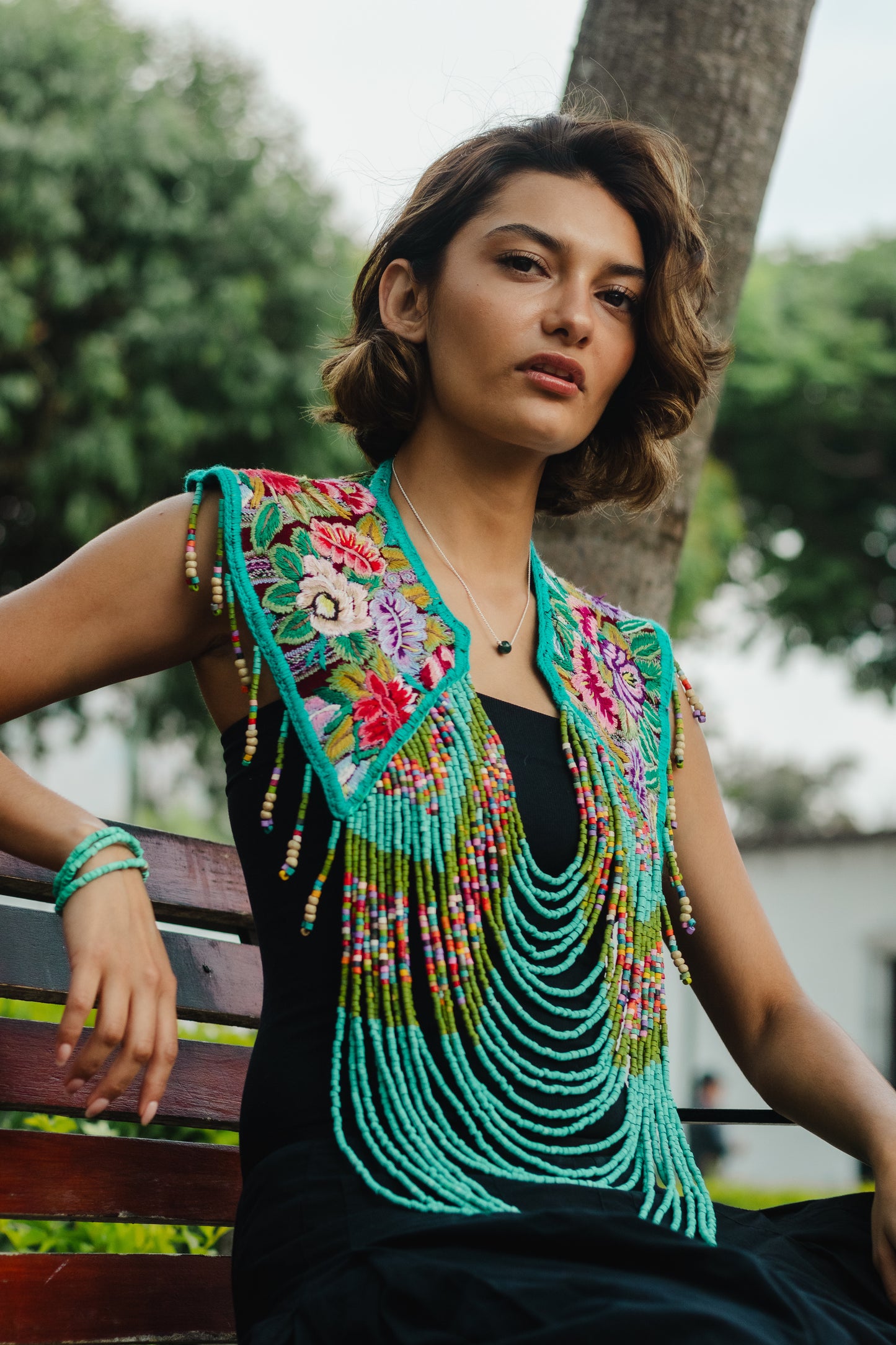 Shoulder Cape with Beads - Huipil Capa, Guiding Arrows