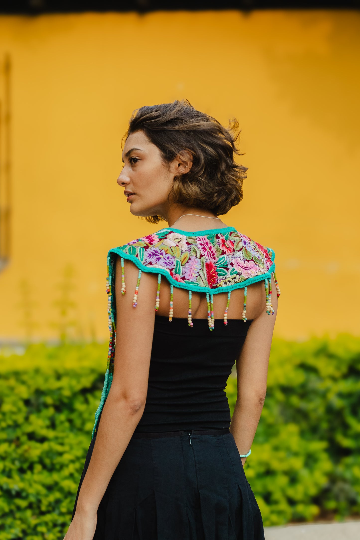 Shoulder Cape with Beads - Huipil Capa, Guiding Arrows