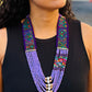 Adjustable Guatemalan Ceremonial Textile Necklace with Lavender Jade & Ceramic Beads, pastel purple
