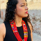 Adjustable Guatemalan Ceremonial Textile Necklace with Jade & Ceramic Beads, red and yellow