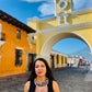 Bib Necklace with Guatemalan Bird Embroidery from Santiago with Ceramic Bead Fringes, pink