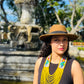 Adjustable Necklace with Guatemalan Bird Guacamaya Embroidery from Santiago with Ceramic Beads, yellow