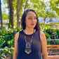 Vintage Chichicastenango Textile Pendant Necklace with Jade & Bead Fringe, black