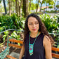 Vintage Chichicastenango Textile Pendant Necklace with Jade & Bead Fringe, turquoise green jade