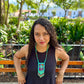 Vintage Chichicastenango Textile Pendant Necklace with Jade & Bead Fringe, turquoise green jade