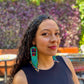 Guatemalan Mayan Textile Statement Earrings with Handmade Clay Beads, turquoise rectangle