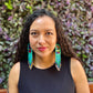 Guatemalan Mayan Textile Statement Earrings with Handmade Clay Beads, turquoise rectangle