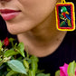 Artisan Guatemalan Embroidered Parrot Bird Earrings with Ceramic Clay Beads and Silver Hooks, yellow