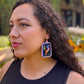 Artisan Guatemalan Embroidered Bluebird Inspired Bird Earrings with Ceramic Clay Beads and Silver Hooks, light pink