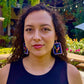 Artisan Guatemalan Embroidered Bluebird Inspired Bird Earrings with Ceramic Clay Beads and Silver Hooks, light pink