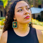 Artisan Guatemalan Embroidered Kingfisher Inspired Bird Earrings with Ceramic Clay Beads and Silver Hooks, orange