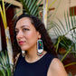 Handmade Guatemalan Embroidered Quetzal Earrings with Clay Bead Fringes and Silver Hooks, white multicolor