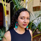 Handmade Guatemalan Embroidered Quetzal Inspired Earrings with Clay Bead Fringes and Silver Hooks, celeste pink multicolor