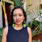 Handmade Guatemalan Embroidered Quetzal Earrings with Clay Bead Fringes and Silver Hooks, green celeste