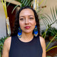 Handmade Guatemalan Embroidered Hummingbird Earrings with Clay Bead Fringes and Silver Hooks, royal blue