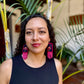 Handmade Guatemalan Embroidered Ibis Inspired Bird Earrings with Clay Bead Fringes and Silver Hooks, magenta