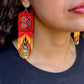 Handmade Beaded Earrings with Ceremonial Textile from Aguacatán and Clay Bead Drops, red square