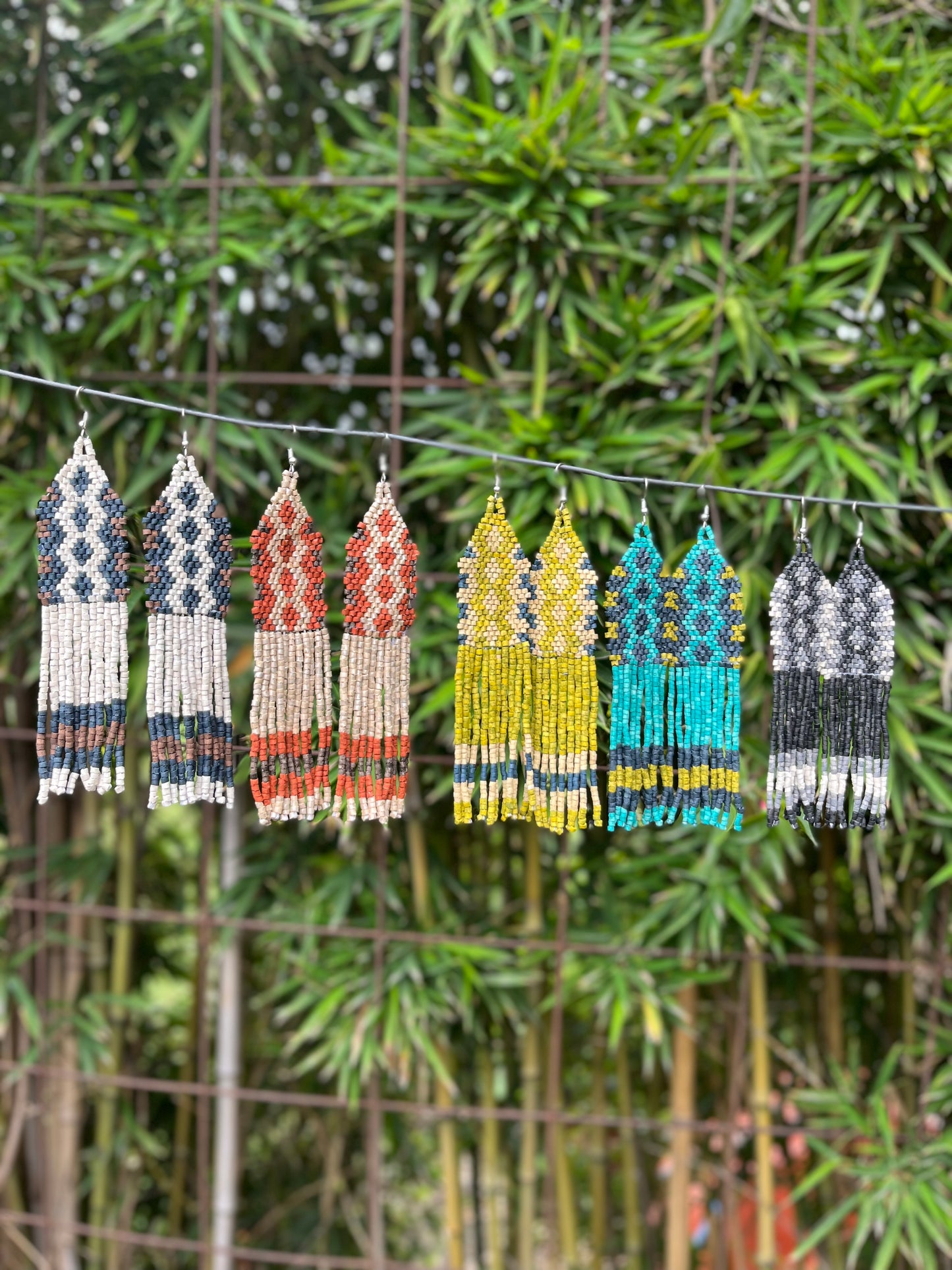 Ceramic Beaded Earrings with Woven Details