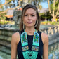 Adjustable Necklace with Guatemalan Bird Quetzal Embroidery from Santiago with Ceramic Beads, turquesa