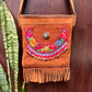 Adjustable Messenger Bag - "Jade goddess", brown suede leather