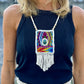 Vintage Chichicastenango Textile Pendant Necklace with Jade & Bead Fringe, white/multicolor