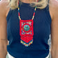 Vintage Chichicastenango Textile Pendant Necklace with Jade & Bead Fringe, red