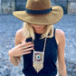 Vintage Chichicastenango Textile Pendant Necklace with Jade & Bead Fringe, golden beige