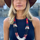 Multi-Strand Ceramic Bead with Ceremonial Textile Necklace, black & white
