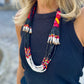 Multi-Strand Ceramic Bead with Ceremonial Textile Necklace, black & white