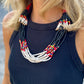 Multi-Strand Ceramic Bead with Ceremonial Textile Necklace, black & white