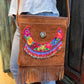 Adjustable Messenger Bag - "Jade goddess", brown suede leather