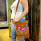 Adjustable Messenger Bag - "Jade goddess", brown suede leather