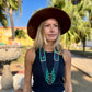 Adjustable Guatemalan Ceremonial Textile Necklace with Jade & Ceramic Beads, ocean shades