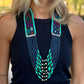 Adjustable Guatemalan Ceremonial Textile Necklace with Jade & Ceramic Beads, ocean shades