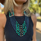 Adjustable Guatemalan Ceremonial Textile Necklace with Jade & Ceramic Beads, ocean shades