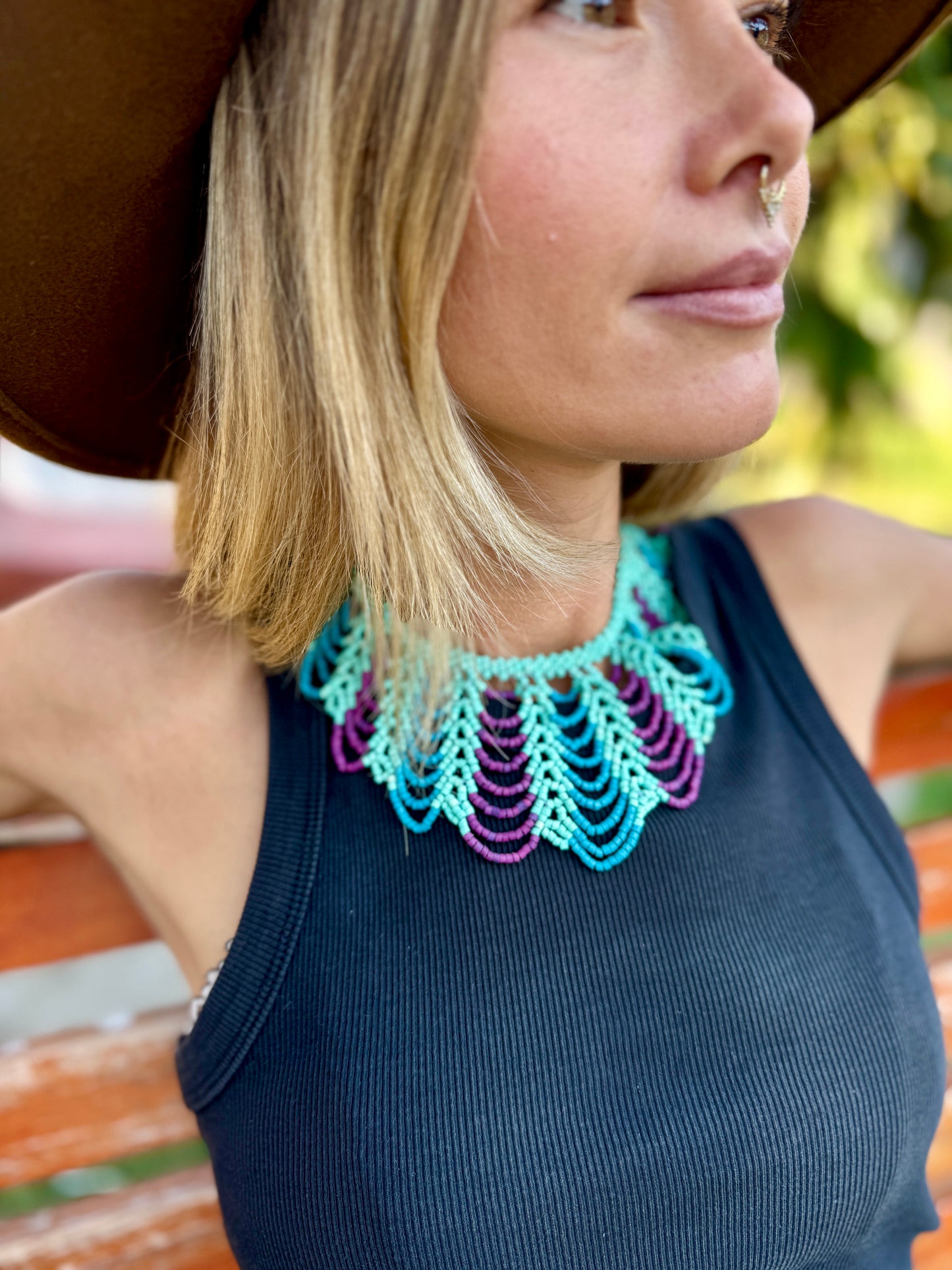Adjustable Beaded Collar Choker Necklace - 5 color variants