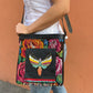 Adjustable Messenger Bag - "Angel Mariposa", black leather
