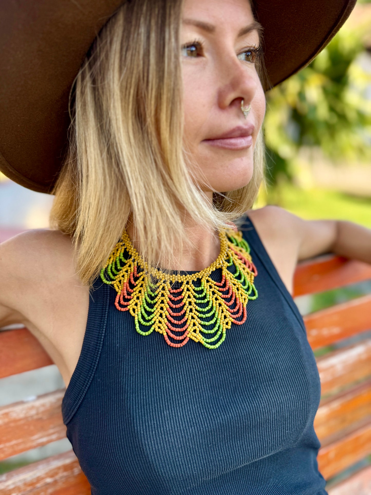 Adjustable Beaded Collar Choker Necklace - 5 color variants