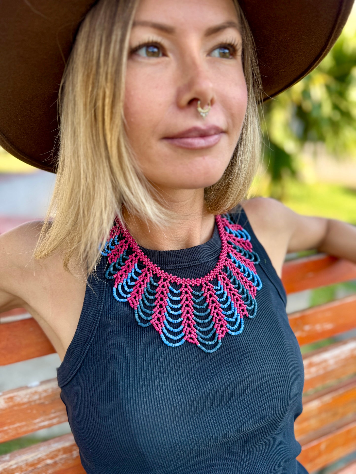 Adjustable Beaded Collar Choker Necklace - 5 color variants