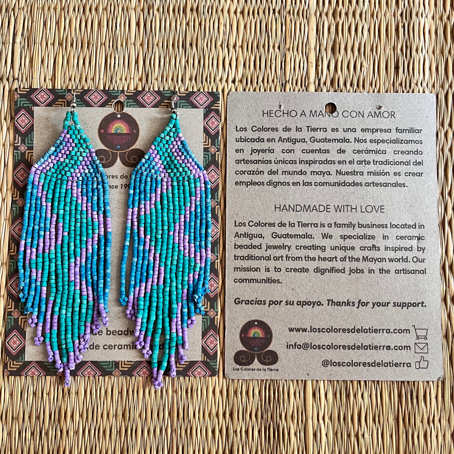 Beaded Fringe Earrings in Boho Zig Zag Design