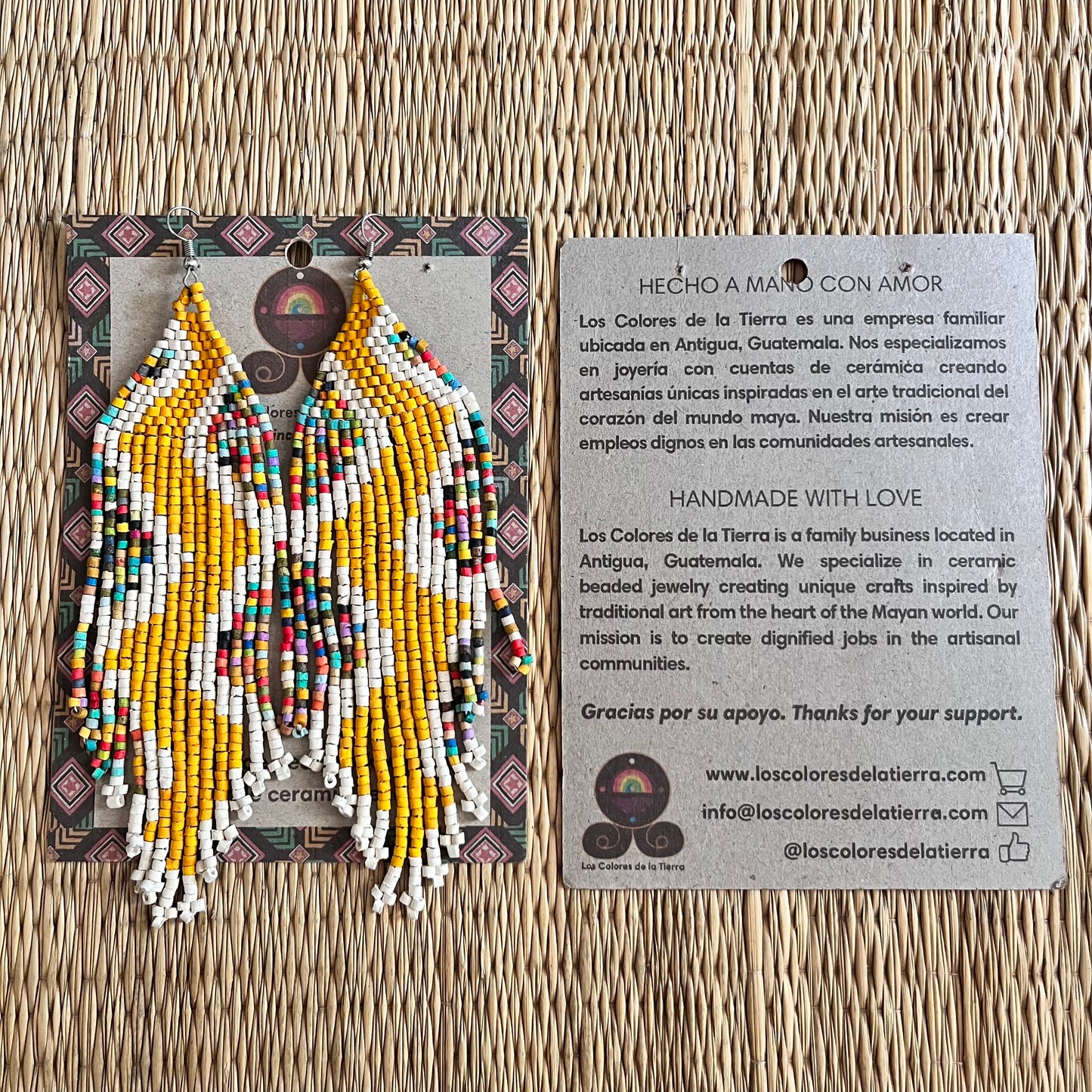 Beaded Fringe Earrings in Boho Zig Zag Design