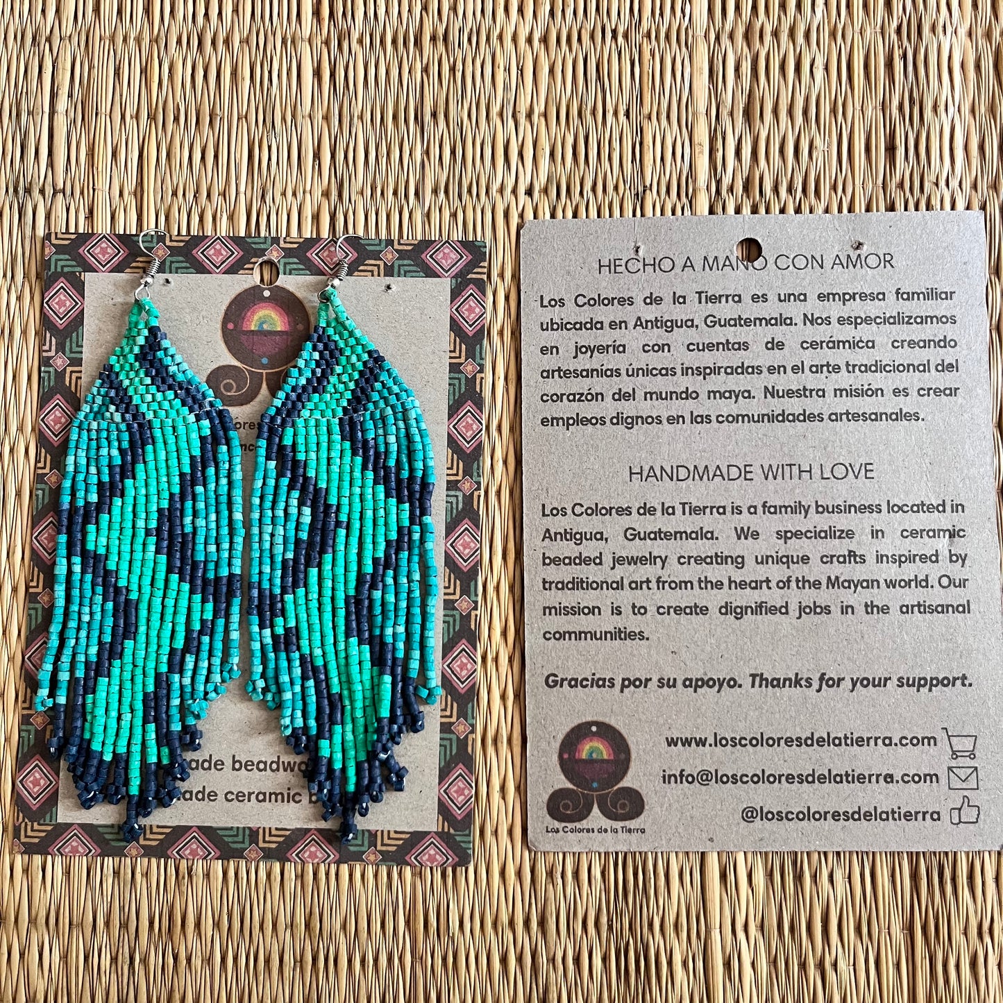 Beaded Fringe Earrings in Boho Zig Zag Design