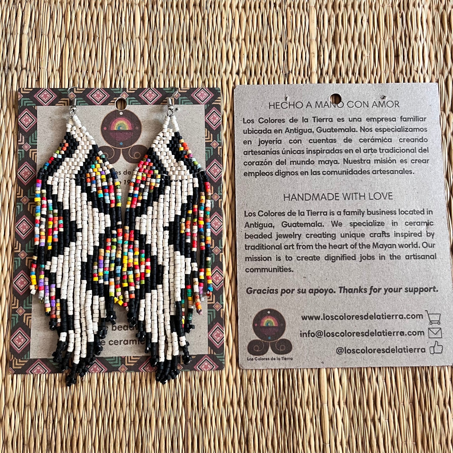 Beaded Fringe Earrings in Boho Zig Zag Design